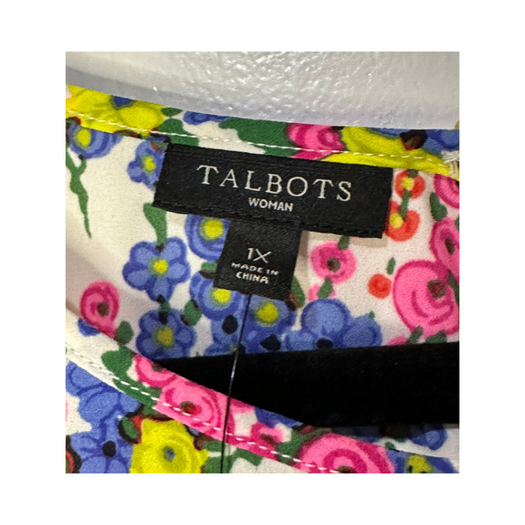 Talbots Floral Swirl Flutter Sleeves Blouse Plus Size EUC - Picture 2 of 13